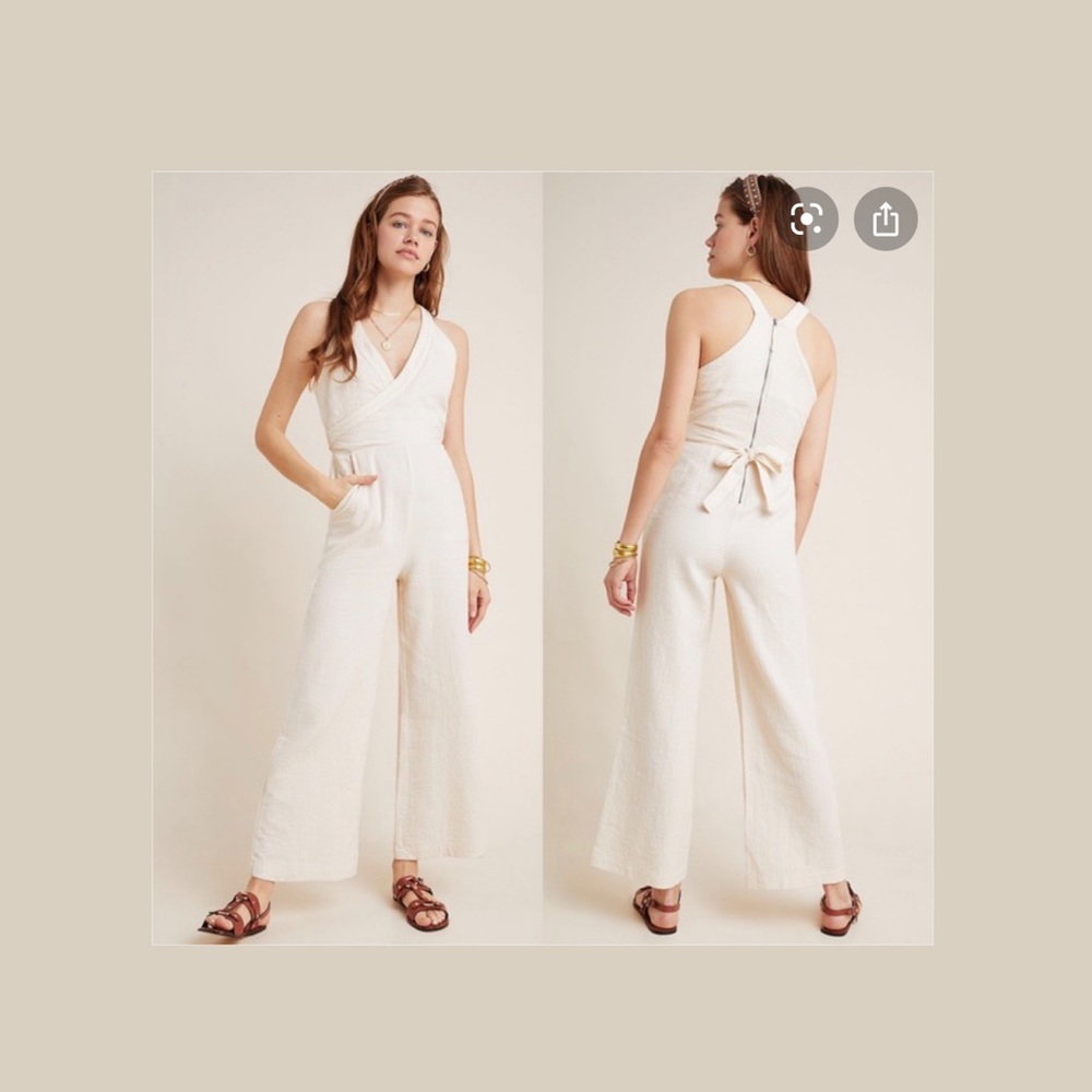 Anthropologie Aren Halterneck Cream Jumpsuit